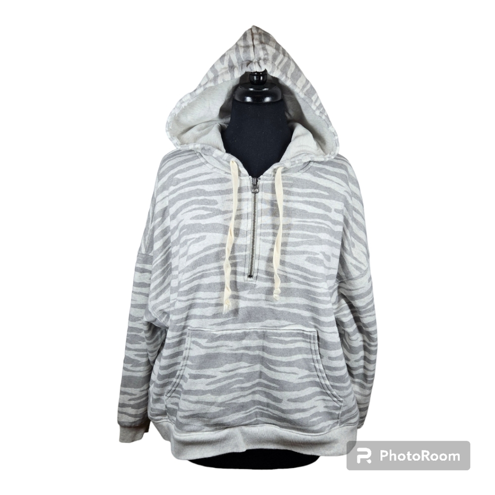 American Eagle womens cropped zebra print hoodie SZ Medium